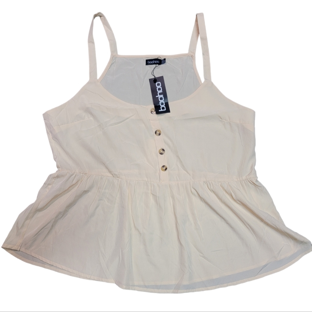 Boohoo Plus Button Smock Stone Cami Shirt Size 18 NWT